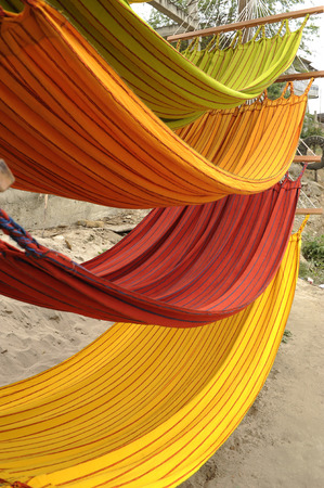 Hammocks, market place in Ecuadorの写真素材