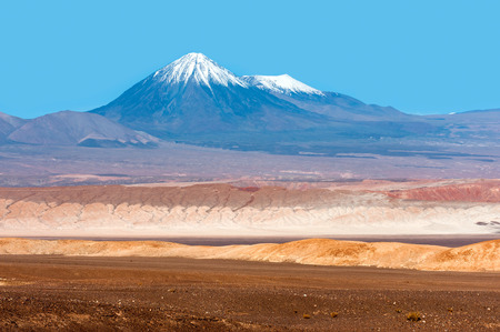 Volcanoes Licancabur and Juriques, Moon Valley, Atacama, Chileの写真素材