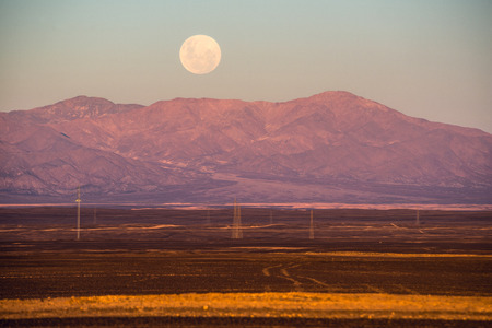 Full-moon, Atacama desert of Chileの写真素材