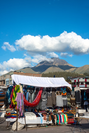Famous Indian market in Otavalo, Imbabura, Ecuador, South Americaの写真素材