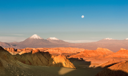Volcanoes Licancabur and Juriques, Cordillera de la Sal, Atacama desert, Chileの写真素材