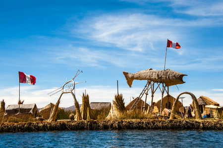 Uros - Floating Islands, Titicaca, Peruの写真素材