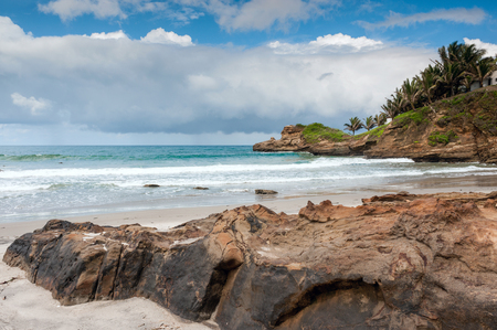Small charming fishing village of Mompiche, Ecuadorian Pacific coastlineの写真素材