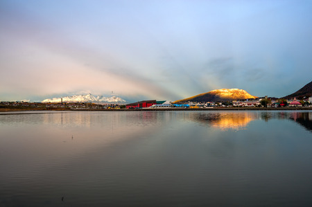 Ushuaia, Argentina - April 15, 2011: Ushuaia is the southernmost city in the world - port of Ushuaia, Tierra del Fuego, Patagonia, Argentinaの写真素材