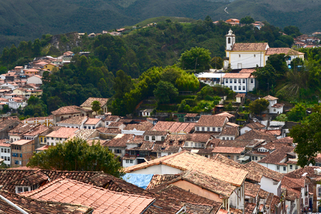 View of the unesco world heritage city of Ouro Preto in Minas Gerais, Brazilの写真素材