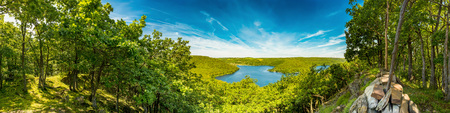 Panorama of the Rursee in the Eifel in summer