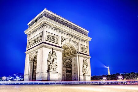 Arch of Triumph in Paris at nightの写真素材