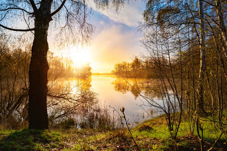 Beautiful nature - a sunrise on a lake in Holland