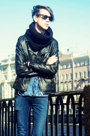 Young man thinking about somethingの写真素材