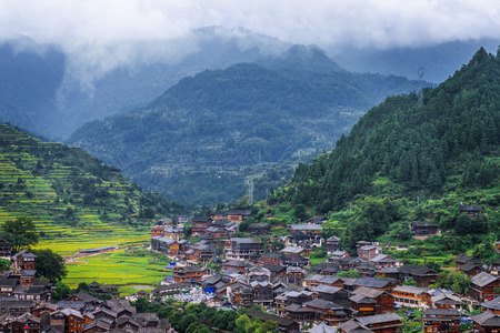 Miao village in a mountainのeditorial素材