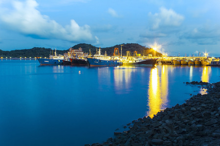 Xiangzhou Zhuhai fishing port at nightの写真素材