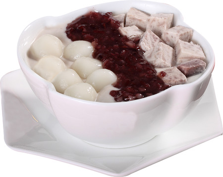 Black glutinous rice with coconut taro balls