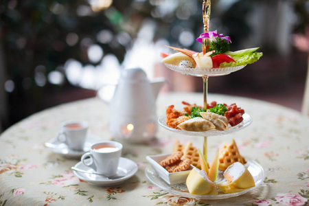 Afternoon tea pastry towerの写真素材