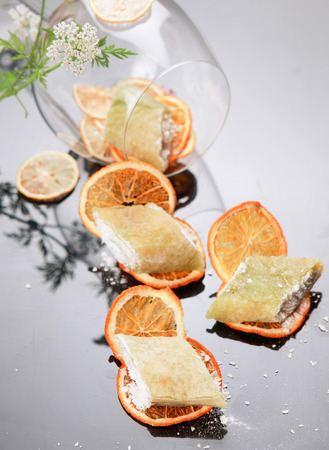 Lemon crepes close up viewの写真素材