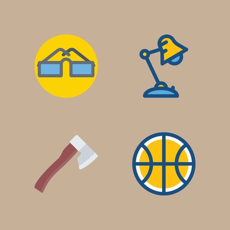 icon set about beach and camping with lamp, desk lamp and sunglassesのイラスト素材