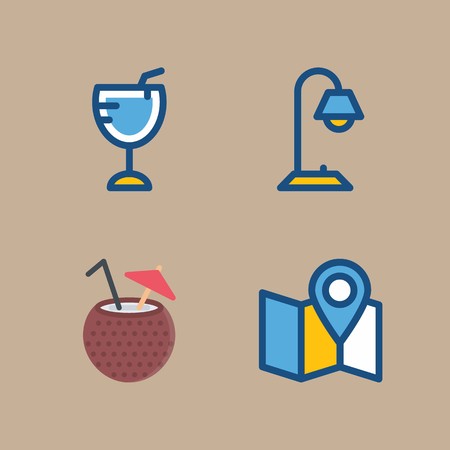 icon set about beach and camping with cocktail , location and directionのイラスト素材