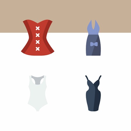 icon set about woman clothes with corset, body and dressのイラスト素材