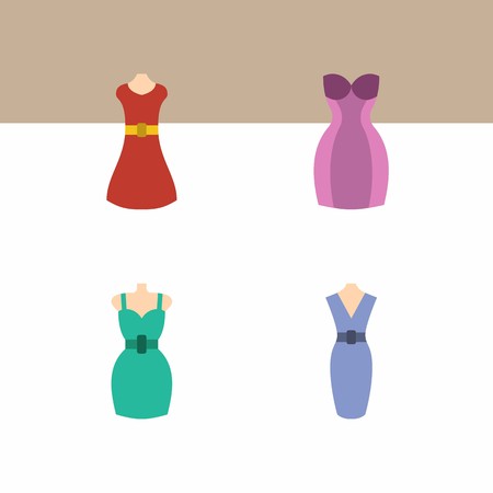 icon set about woman clothes with  and dressのイラスト素材