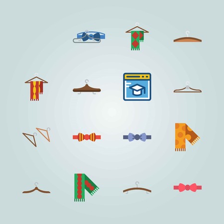 Icon set about Man Accessories. with hanger, blue bow tie and purple bow tieのイラスト素材