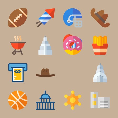 Icon set about United States. with building, cookie and dollarのイラスト素材