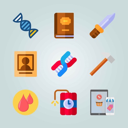 Icon set about Crime Investigation. with mallet, wanted and knifeのイラスト素材