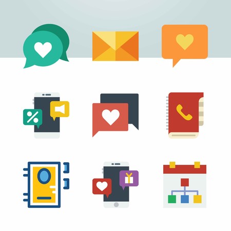 Icon set about Letter And Paper. with work chat, chat and mailのイラスト素材