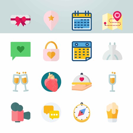 Icon set about Wedding. with chat, internet chat and dishのイラスト素材