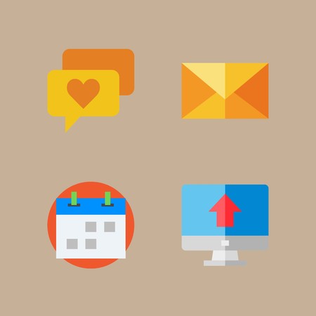 Icon set about marketing with chat, computer and letterのイラスト素材