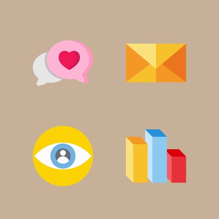 Icon set about marketing with chat, chart and letterのイラスト素材