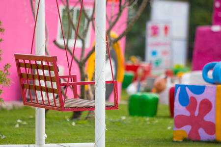 Lovely colorful swing.の写真素材