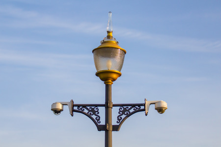Latern lamp closup photo outdoors in city park