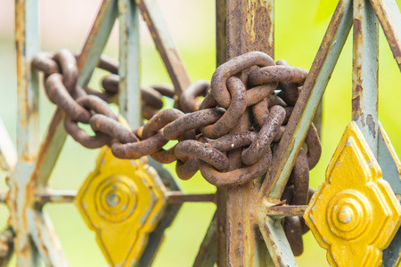 Locked gate by chain.