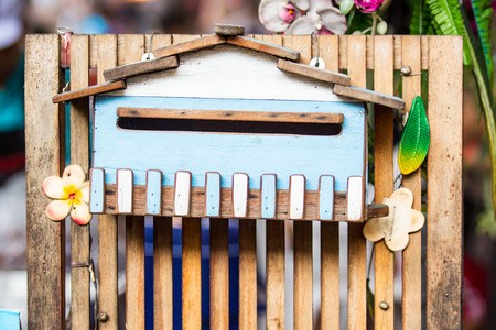 Lovely cute wooden mail box.の写真素材