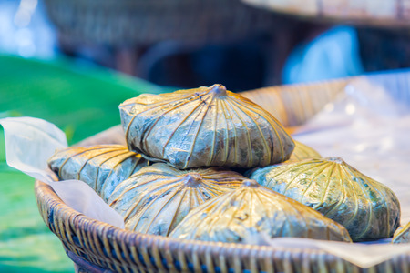 Rice wrapped in lotus leaves.の写真素材