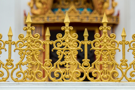Golden or yellow fence of temple.の写真素材