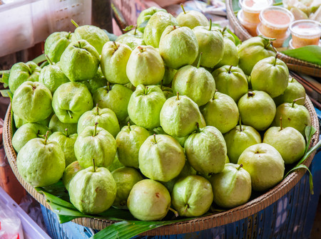 Fresh Guava fruits for sale at the market.の写真素材