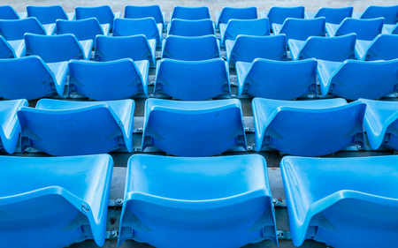 Blue bench or chair or seat from back view in the stadium.の写真素材