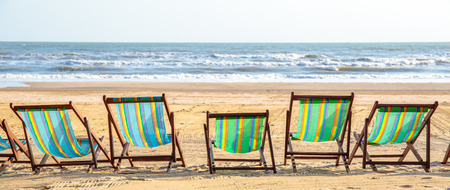 Colorful Bench or Seat on the beach of sea.