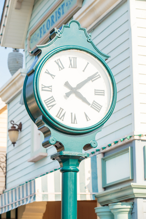Clock tower in the vintage village.