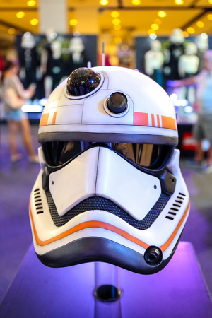 Bangkok, Thailand - 19 December 2015 : Fancy Helmet of Stormtroopers in Starwars 7 : The force awakens at Central world, Bangkok, Thailand.のeditorial素材