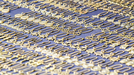 Silver necklace for sell at Thailand market.