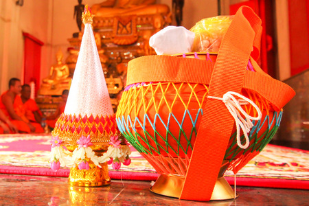 Buddhist monks in the ceremony. The culture of Thailandの写真素材