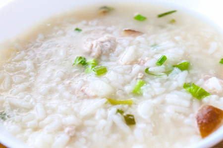 Soft-boiled rice with pork, Thai food style.の写真素材