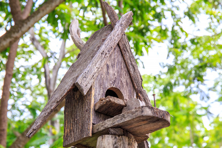 Wooden bird houseの写真素材