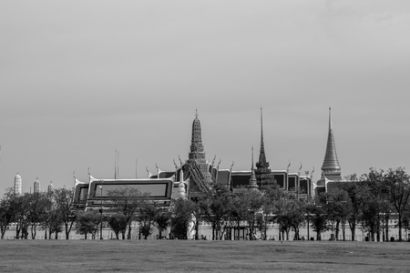 Black and white or bw of Front view of  Image of Grand Palace of Thailand, Bangkok.の写真素材