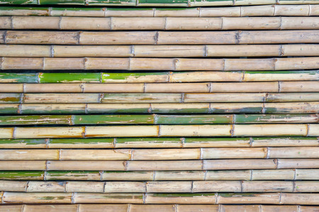 horizontal of wooden bamboo fence or wallの写真素材