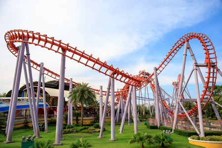 Siam Park City, Bangkok, Thailand - April 16, 2017 : Roller Coaster at Siam Park City or SuanSiam, Bangkok, Thailandのeditorial素材
