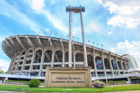 BANGKOK, THAILAND - June 05, 2016 : Rajamangala Thailand National Stadium Sign, at match day of Kingscup Final round.のeditorial素材