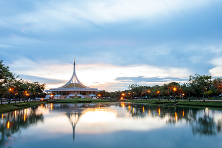 Bangkok, Thailand. - May 14, 2017 : Ratchamangkhala Pavilion at public park name Suan Luang Rama IX on sunset time Bangkok, Thailand.のeditorial素材