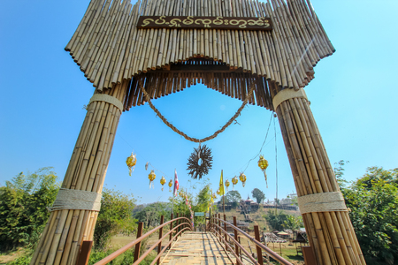 Maehongson, Thailand. - February 22, 2017 : Sutongpe wooden bridge at Maehongson, North of Thailand.のeditorial素材